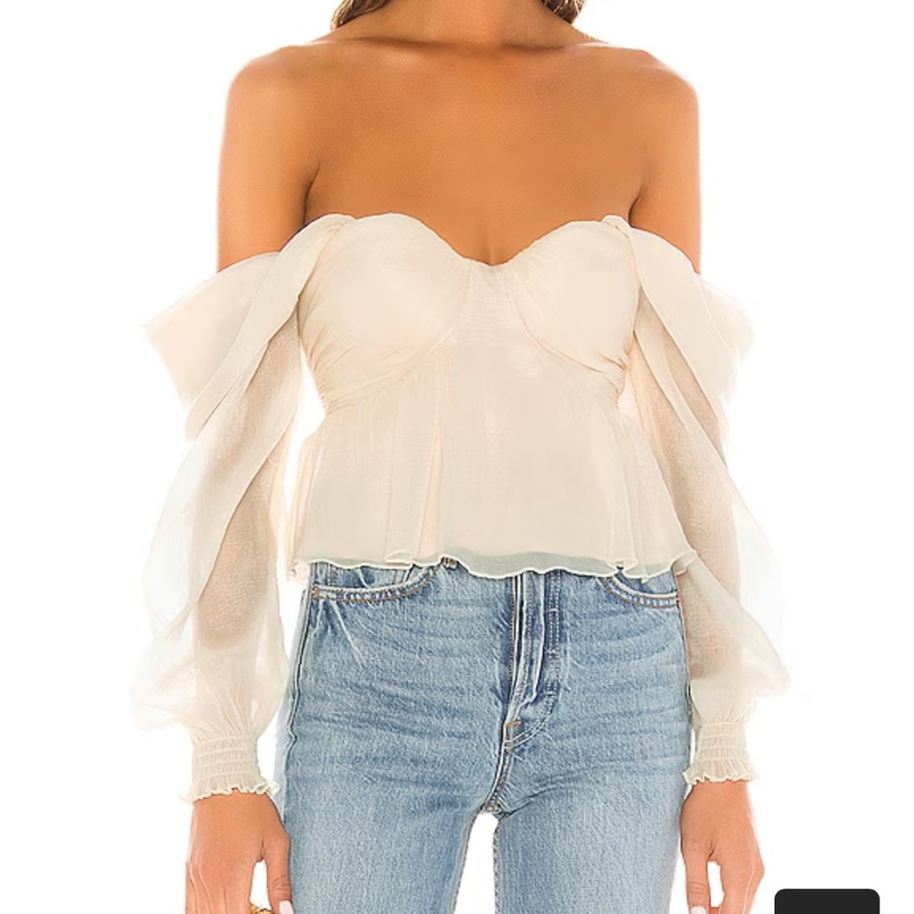 House of Harlow 1960 Cream Off-Shoulder Top